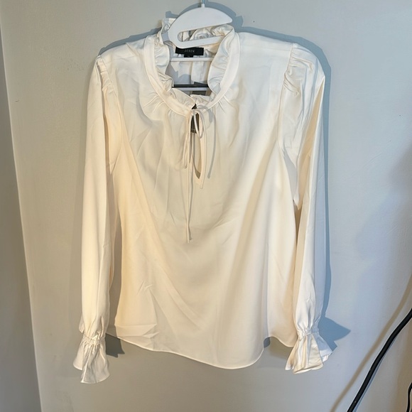 JCrew Ruffleneck Drapey Top - Picture 2 of 5